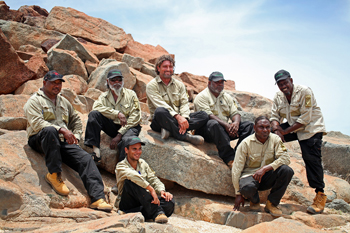 Aboriginal rangers trained and employed by Murujuga Aboriginal Corporation. Photo: Courtesy of Murujuga Aboriginal Corporation