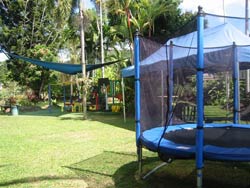 Play equipment for children in the garden of Mookai Rosie.