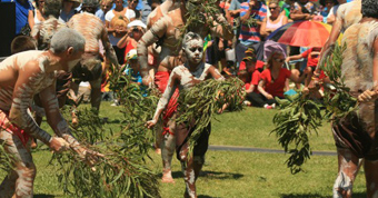 Corroberee – Biripi dancers at the 2011 Saltwater Freshwater Festival in Port Macquarie. Photo: Brett Dolsen