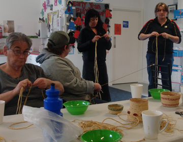 Basket making. Residents and community members are encouraged to attend a variety of group activities run by the corporation.