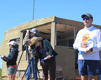 Volunteers at the look out at Two Moons Whale and Research Station