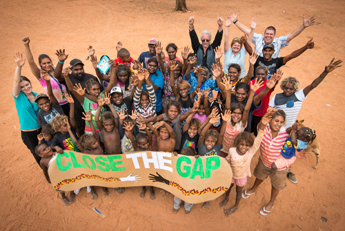 Photo of community people celebrating close the gap day