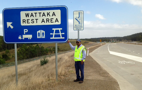 Wattaka Rest Area sign on Hunter Expressway