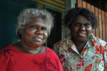 Senior Mirarr women Yvonne Margarula (left) and Nida Mangarrba want everyone to learn about their country and culture