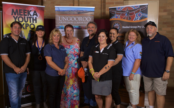 2015 MEEKA youth expo: staff and board members of UAC, with guest speaker, Dr Ernesto Sirolli (5th from L) and Taasha Layer, UAC general manager (4th from R). Photo: Ungooroo Aboriginal Corporation