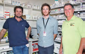 Dr Sam from the Tennant Creek Hospital, Pharmacist Will Rafferty and Trevor Sanders, General Manager of Anyinginyi