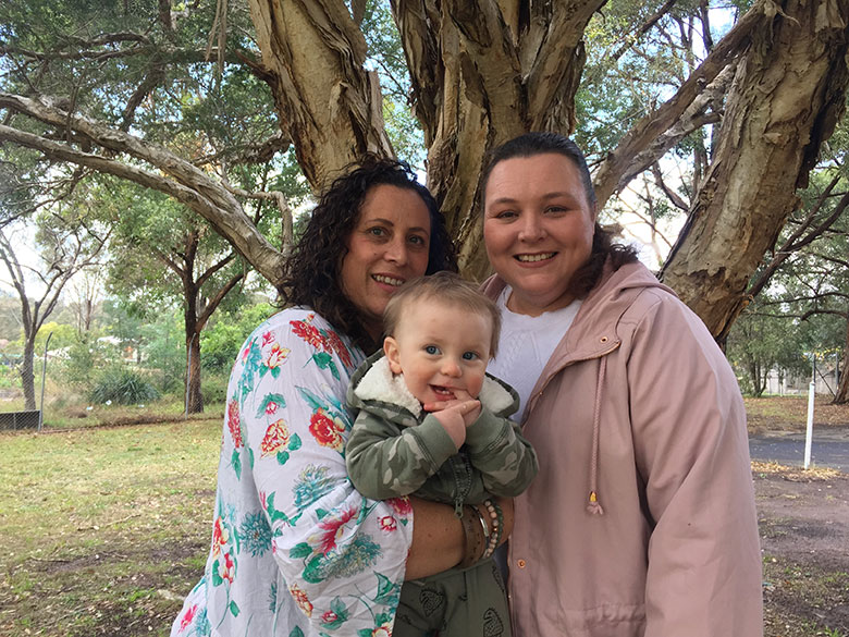 Corina Marino and Raelene Billedo, directors of Darug Tribal Aboriginal Corporation, with baby