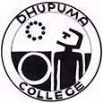 Black logo for Dhupuma College showing a figure looking up at a circle of bees