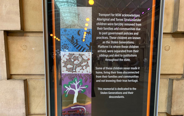 Stolen Generations memorial plaque at Sydney Central Station