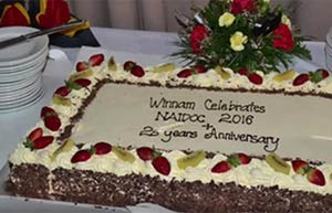 Cake celebrating 25 years of Winnam Aboriginal Corporation