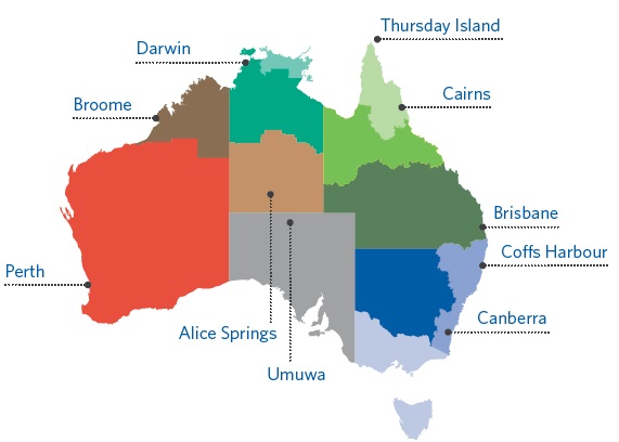 ORIC ofice locations: Thursday Island, Cairns, Brisbane, Coffs Harbour, Canberra,Umuwa, Alice Springs, Perth, Broome and Darwin